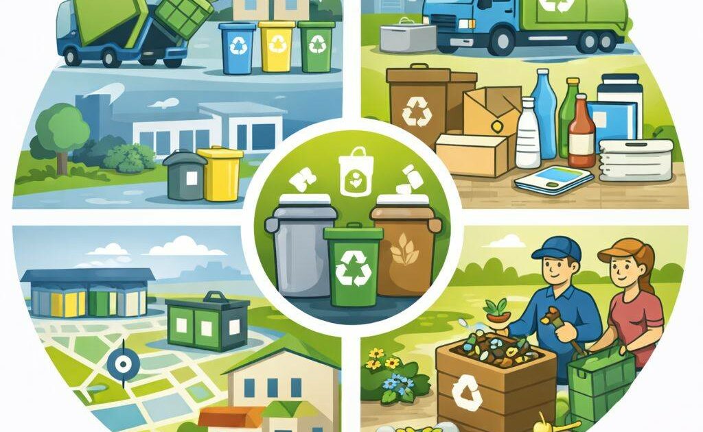 Dessin illustrant le fonctionnement de la gestion des déchets