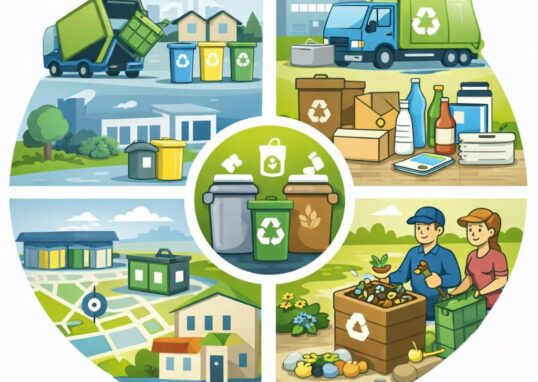 Dessin illustrant le fonctionnement de la gestion des déchets