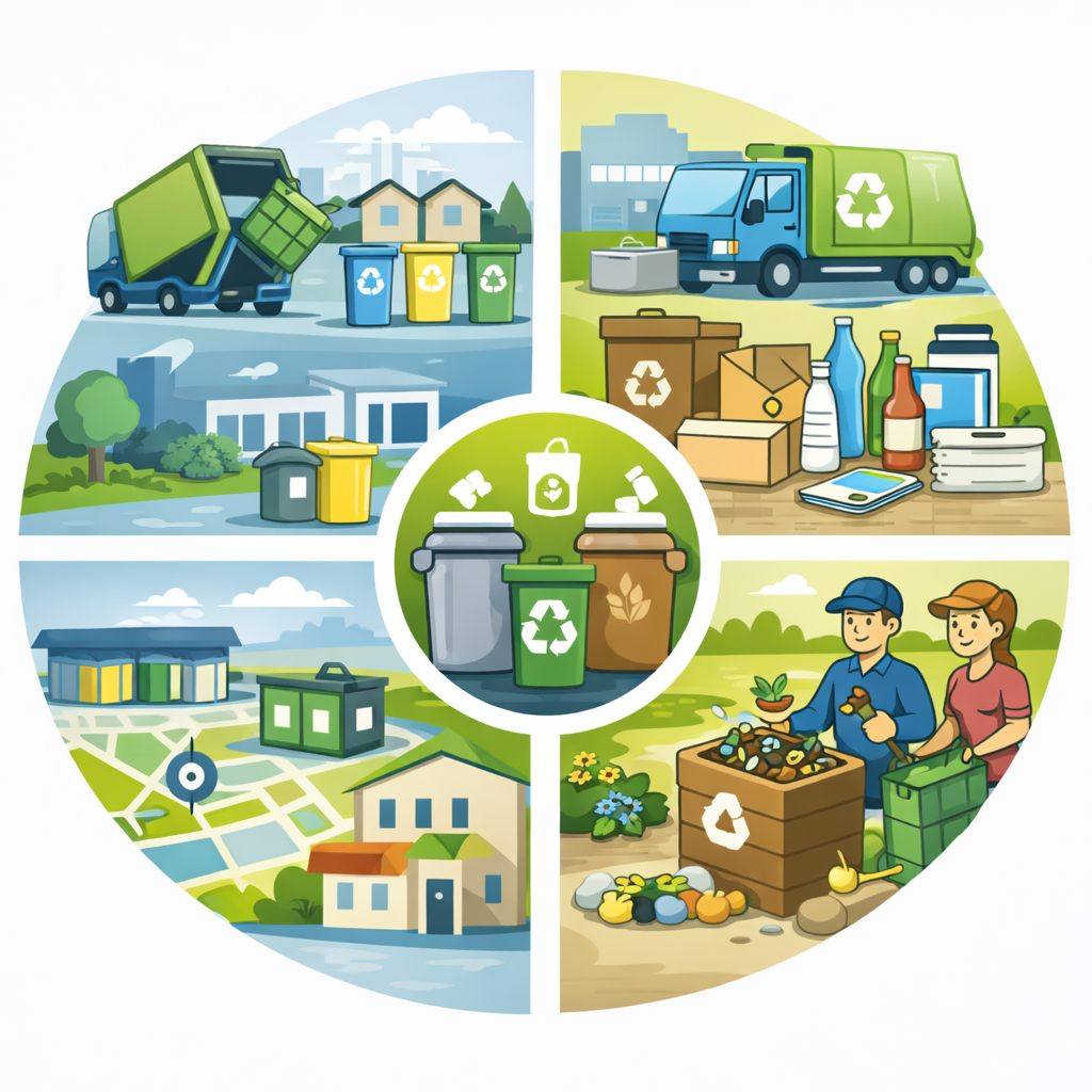 Dessin illustrant le fonctionnement de la gestion des déchets