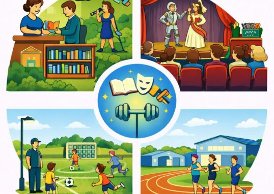 Dessin illustrant la culture et le sport dans nos communes