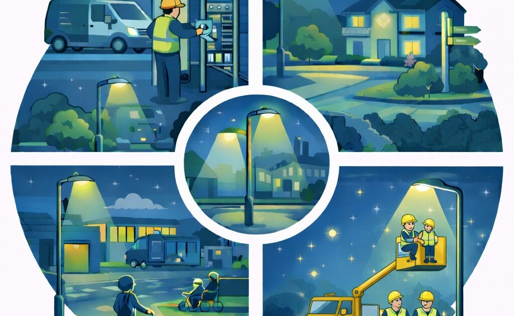 Dessin illustrant le fonctionnement de l'éclairage publique