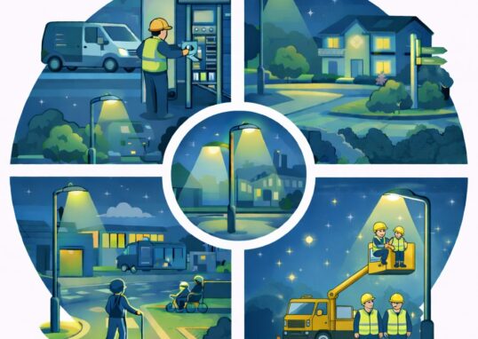 Dessin illustrant le fonctionnement de l'éclairage publique