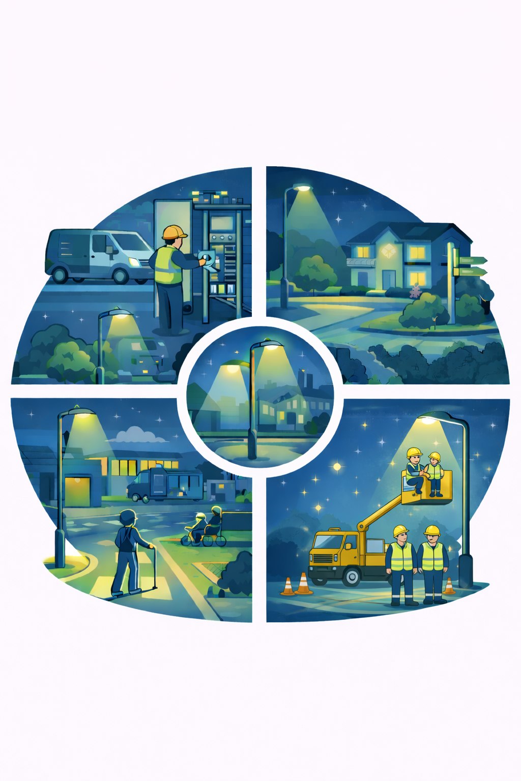 Dessin illustrant le fonctionnement de l'éclairage publique