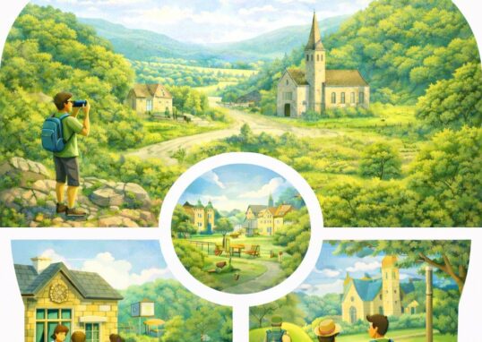 Dessin illustrant l'économie et le tourisme