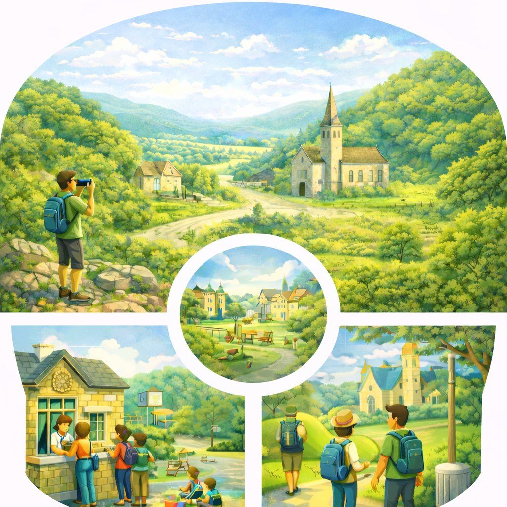 Dessin illustrant l'économie et le tourisme