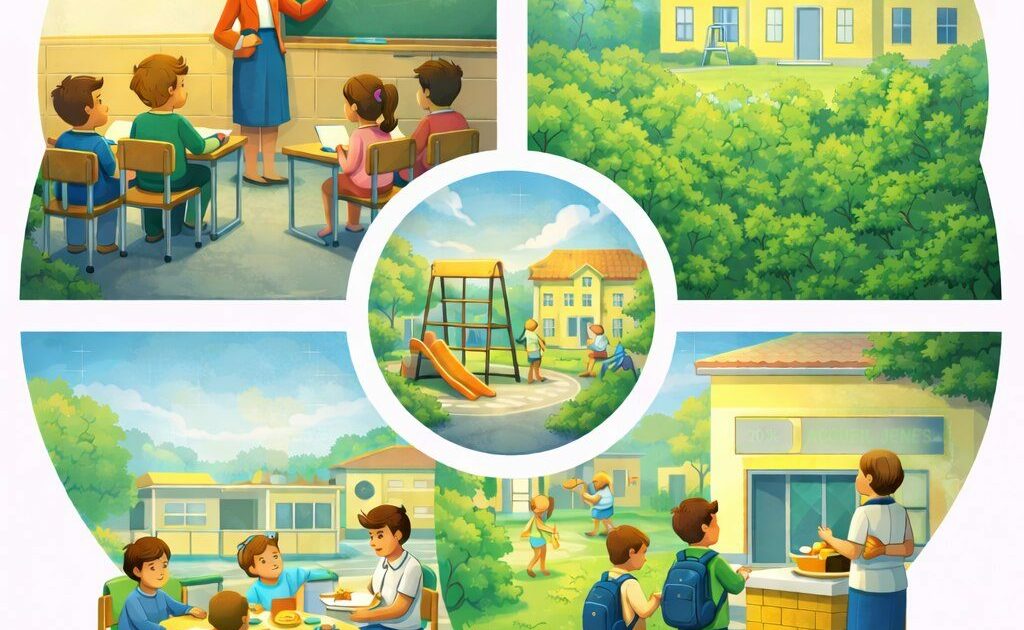 Dessin illustrant l'école et la jeunesse