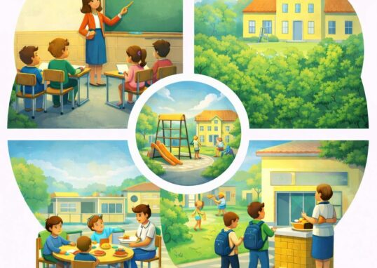 Dessin illustrant l'école et la jeunesse