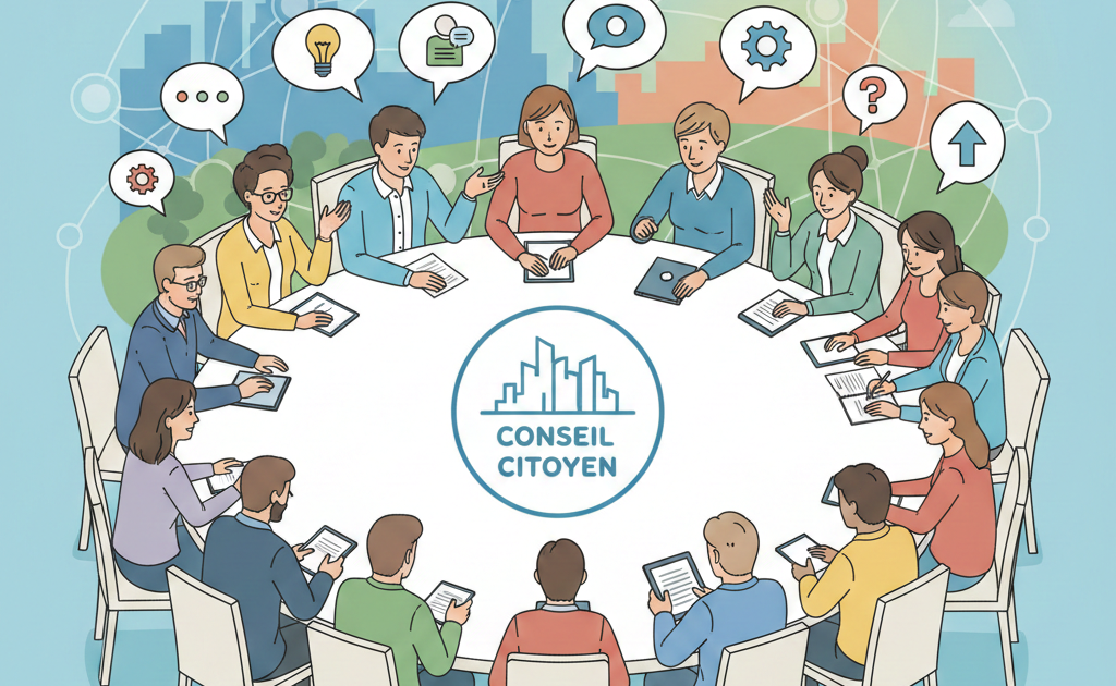 Dessin illustrant un futur conseil citoyen