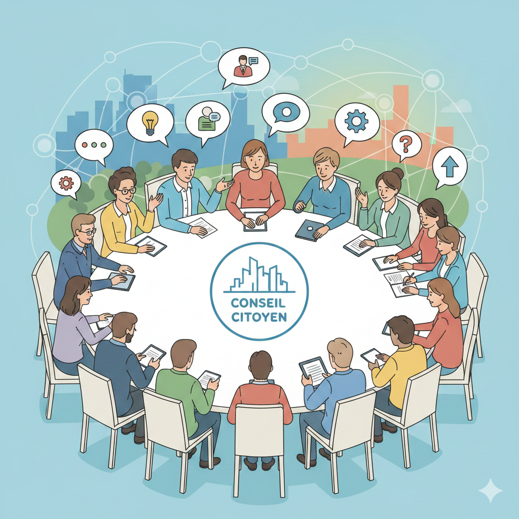 Dessin illustrant un futur conseil citoyen