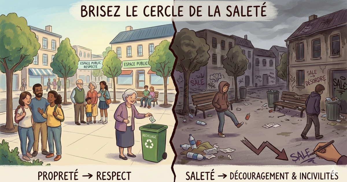 Image générée par IA pour illustrer un article sur la propreté des communes
