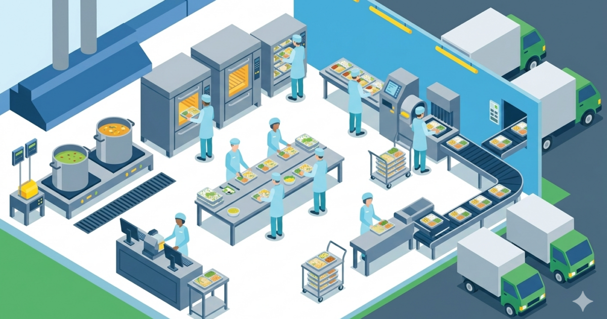 Image générée par IA dans le but d'illustrer la cuisine centrale.