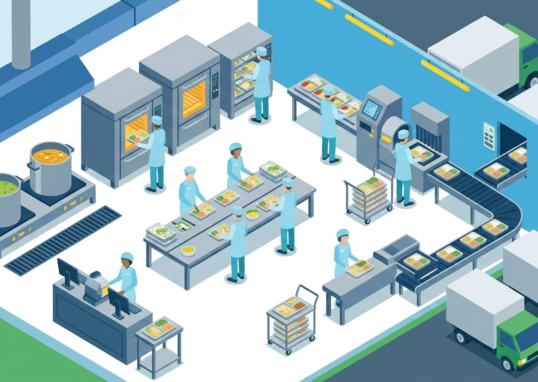 Image générée par IA dans le but d'illustrer la cuisine centrale.