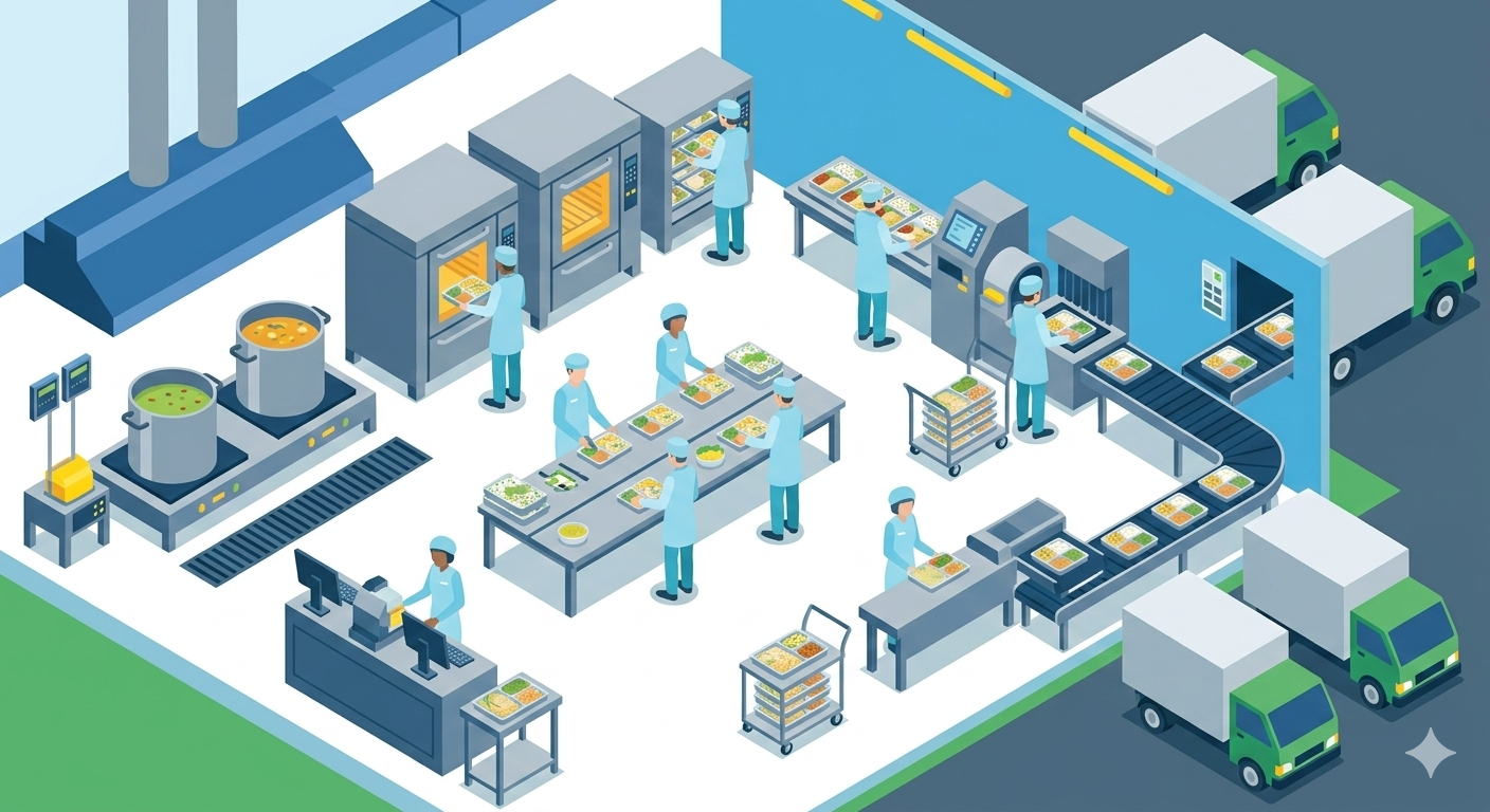 Image générée par IA dans le but d'illustrer la cuisine centrale.