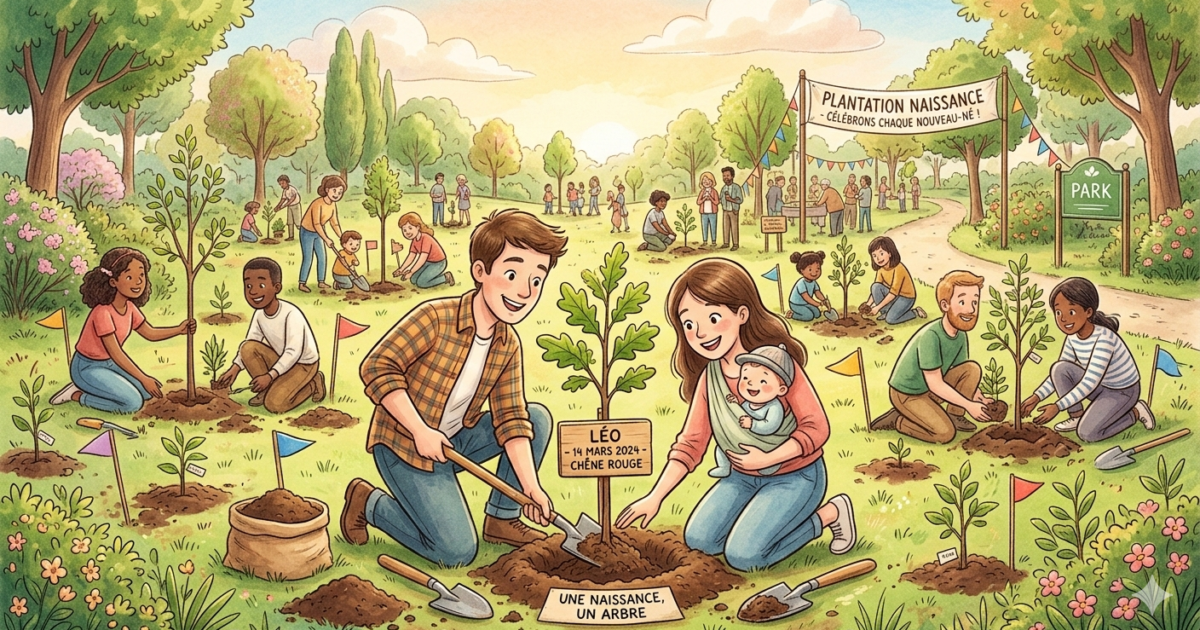 illustration pour la plantation d'un arbre à chaque naissance