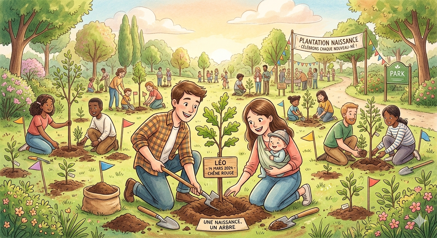 illustration pour la plantation d'un arbre à chaque naissance