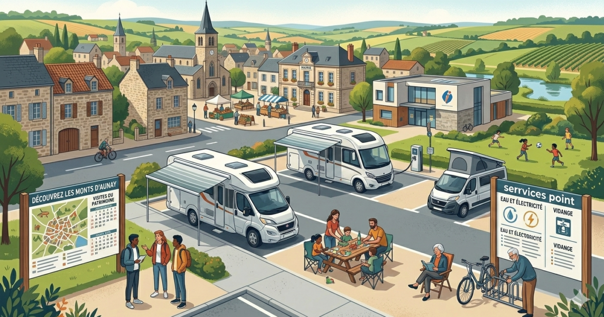 illustration pour une aire de camping car