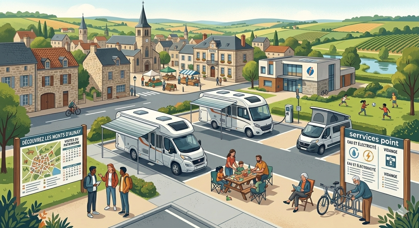 illustration pour une aire de camping car