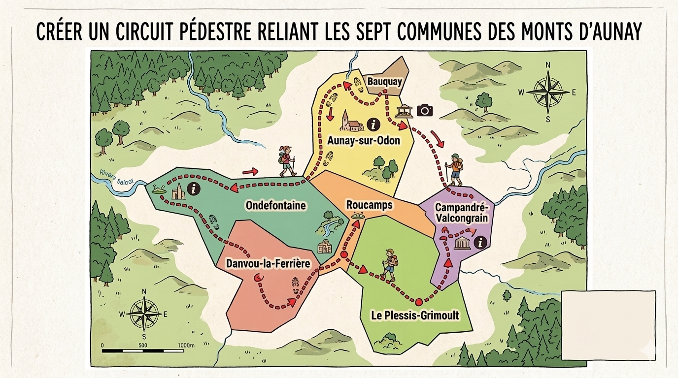 image pour illustrer la volonté de relier les 7 communes par voie douce